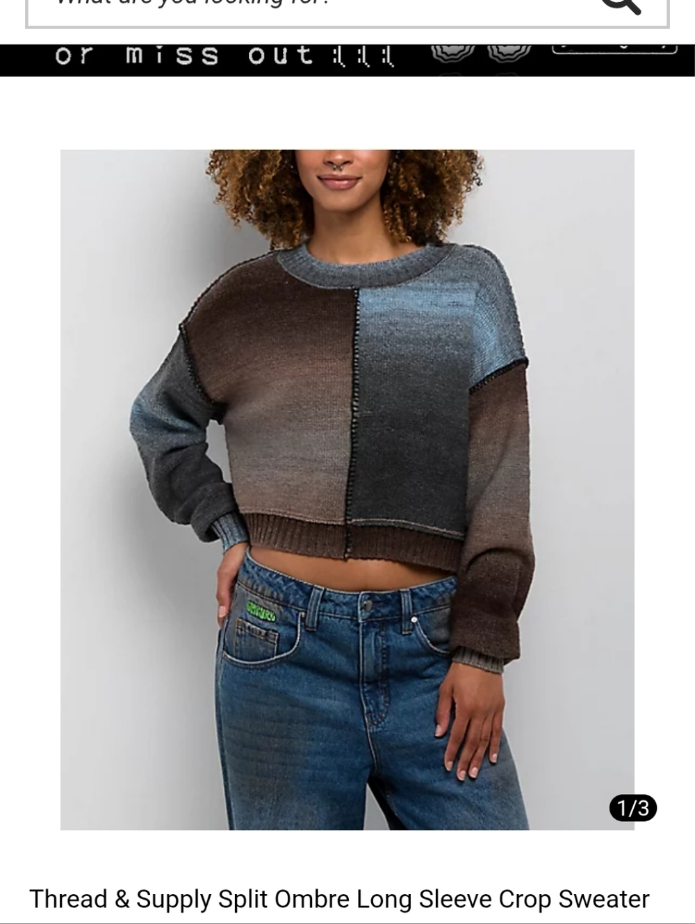 Ombre Split Crop Sweater